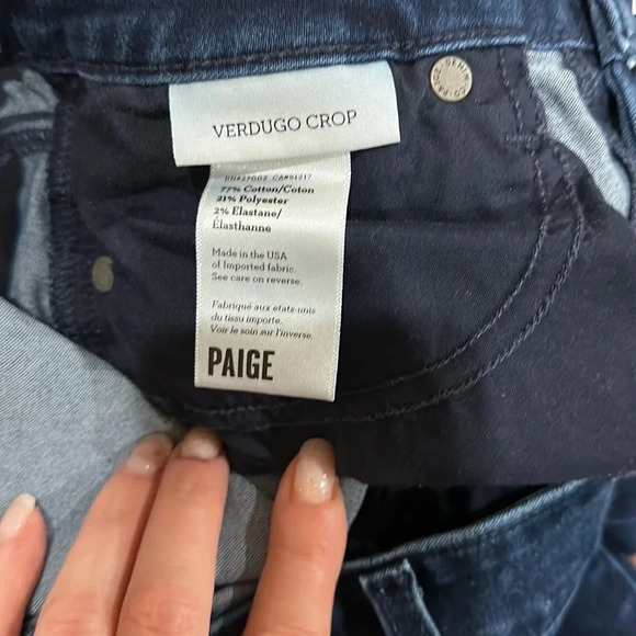 Paige Verdugo Crop Denim Jeans Size 30 Dark Wash - Picture 9 of 10